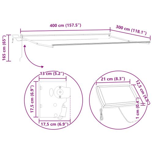 Електрическа разтегателна рамка за сенник Антрацит 4 × 3 m