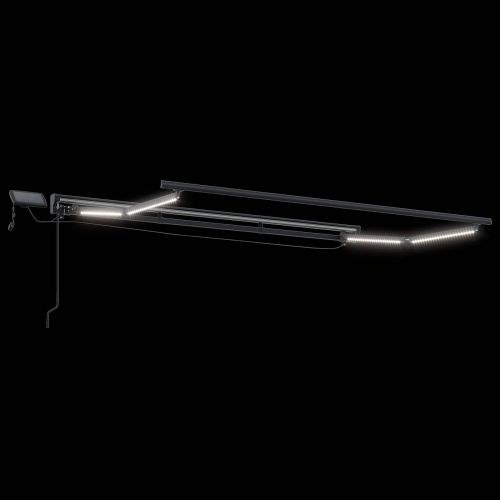 Ръчна рамка за сенник с LEDs Антрацит 3 x 2,5 m Стомана