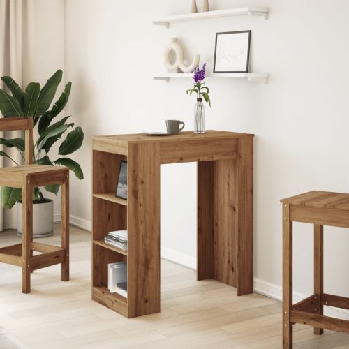 Бар маса с рафтове дъб артизан 95x47x103,5 см инженерно дърво