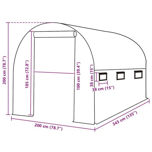 Резервно покривало за парник (6,86 м²), 200x343x200 см, зелено