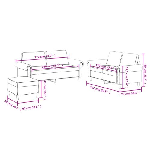 Комплект дивани от 3 части, с възглавници, сив, изкуствена кожа