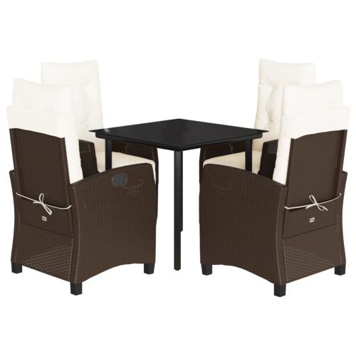 Градински комплект с възглавници 5 части кафяв полиратан