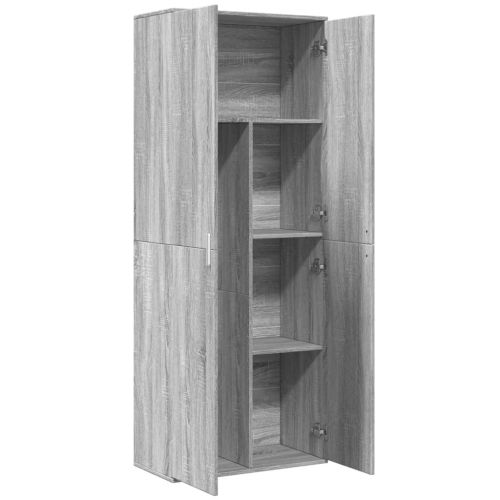 Висок шкаф, сив сонома, 70x35x180 см, инженерно дърво