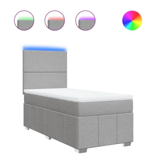 Боксспринг легло с матрак, светлосиво, 90x200 см, плат