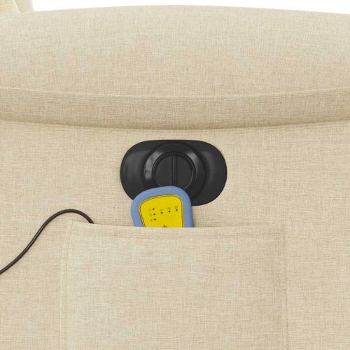 Електрически масажен реклайнер стол, кремав, текстил