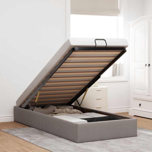 Османска рамка за легло без матрак, таупе, 100x200 см, плат