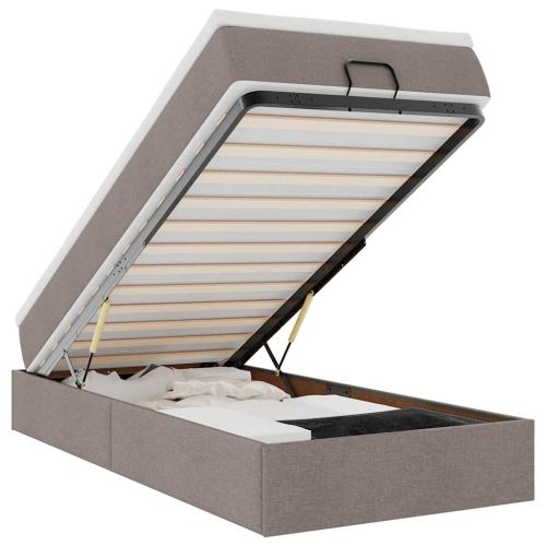 Османска легло с матрак, таупе, 100x200 см, плат