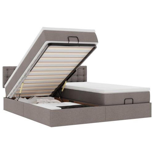 Османска легло с матраци, таупе, 200x200 см, плат