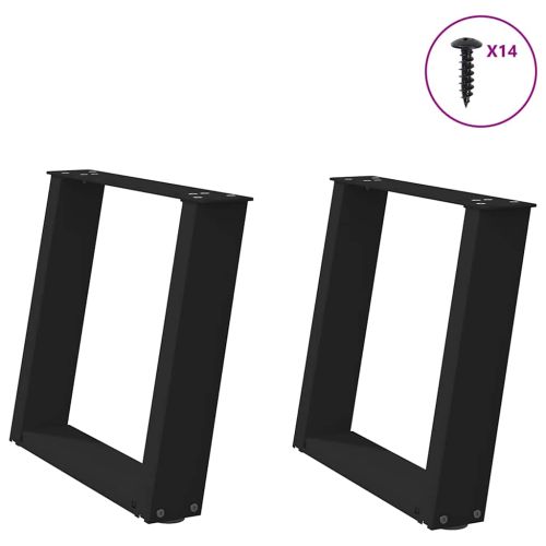 Крака за масичка за кафе, U-образни, 2 бр., черни, 50 x (42-43) см, стомана