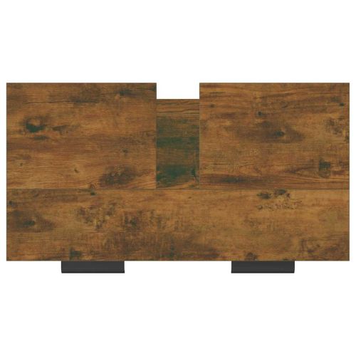 Шкаф за баня, опушен дъб, 64,5x33,5x59 см, инженерно дърво