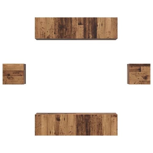 Комплект ТВ шкаф 6 pcs Старо дърво Инженерно дърво