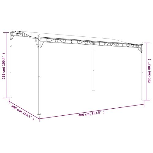 Навес таупе 4x3 м 180 г/м² плат и стомана