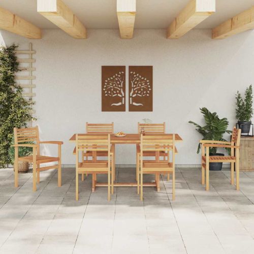 Стол 6 pcs Кафяво 56 x 55 x 90.5 см Солидно тиково дърво