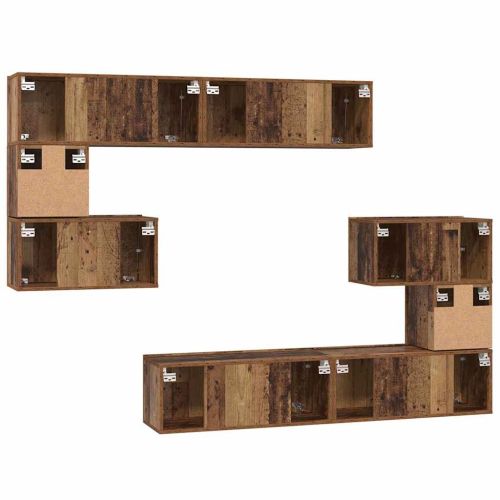 Комплект ТВ шкаф 8 pcs Старо дърво Инженерно дърво