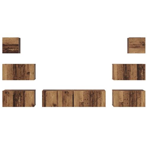 Комплект ТВ шкаф 8 pcs Старо дърво Инженерно дърво
