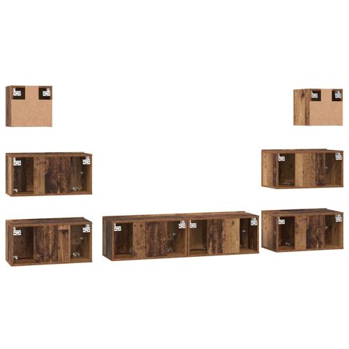 Комплект ТВ шкаф 8 pcs Старо дърво Инженерно дърво