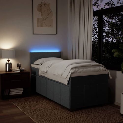 Боксспринг легло с матрак, тъмносив, 90x190 см, плат