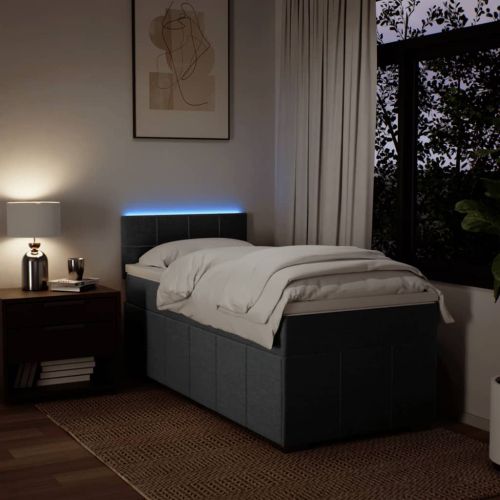 Боксспринг легло с матрак, тъмносиво, 100x200 см, плат