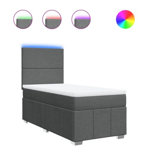 Боксспринг легло с матрак, тъмносив, 90x190 см, плат