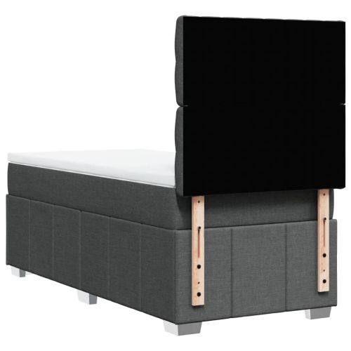 Боксспринг легло с матрак, тъмносив, 90x190 см, плат