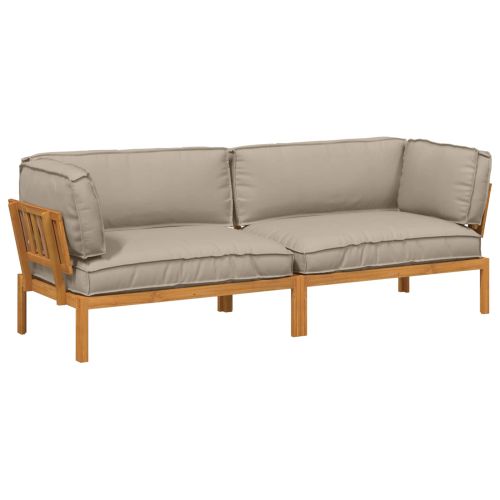 Комплект дивани Едноцветен 2 pcs Таупе Солидно акациево дърво