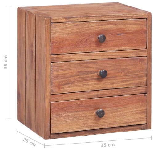Нощно шкафче с 3 чекмеджета 35x25x35 см махагоново дърво масив