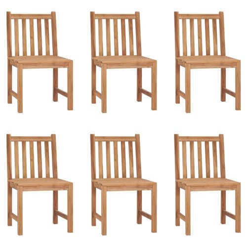 Градински столове, 6 бр, с възглавници, тиково дърво масив