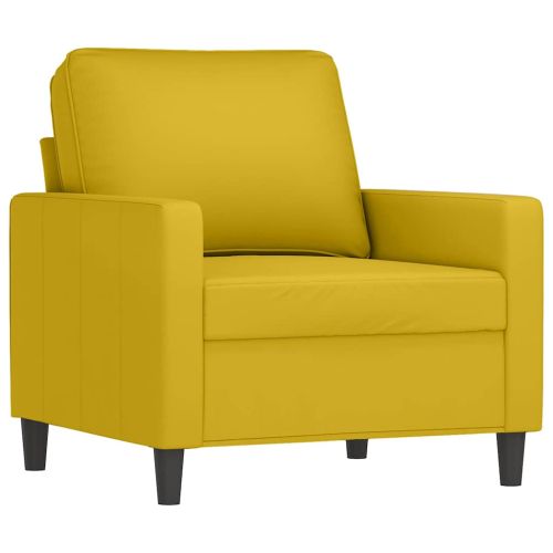Кресло с табуретка, жълто, 60 см, кадифе