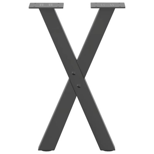 Крака за масичка за кафе, X-образни, 2 бр., антрацит, 38 x (42-43) см, стомана