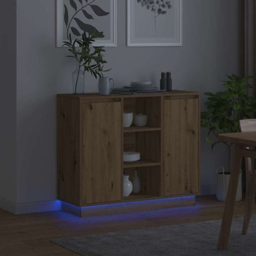 LED конзолна маса Дъб 90 х 32 х 75 см Инженерно дърво