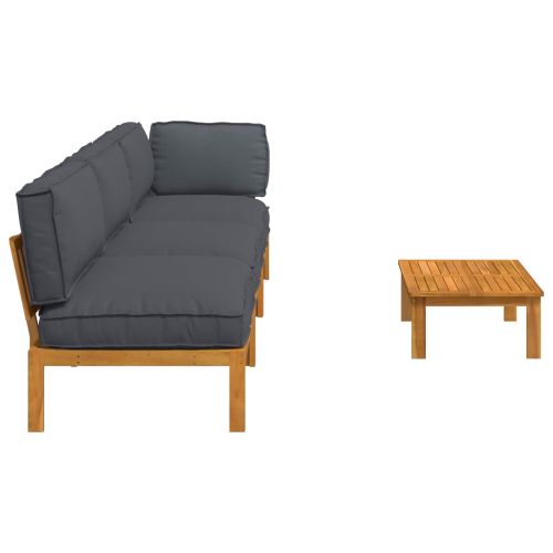 Комплект дивани 4 pcs Антрацит Солидно акациево дърво