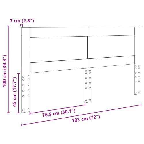 Облегалка за глава с таблото Сив Сонома 180 cm Инженерно дърво