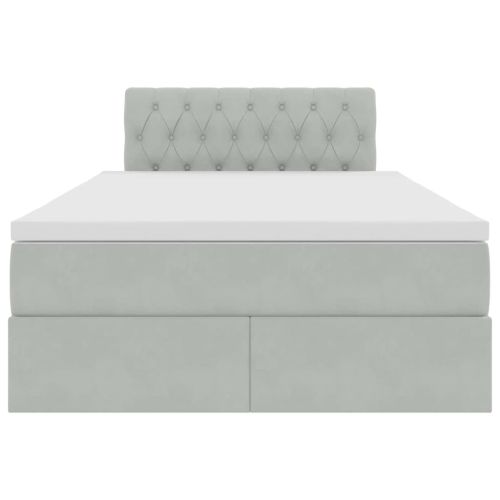 Легло с място за съхранение и LED с LED Светлосиво 120 x 190 cm