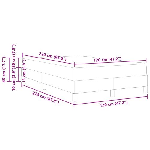 Легло с пружинирана основа Тъмен сив 120 x 220 cm текстил