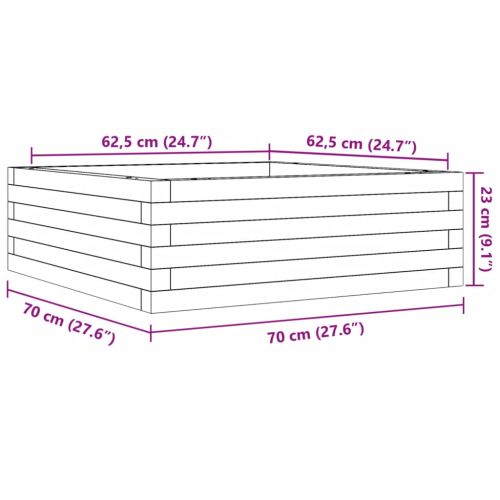 Градинска кашпа 70x70x23 см масивна борова дървесина