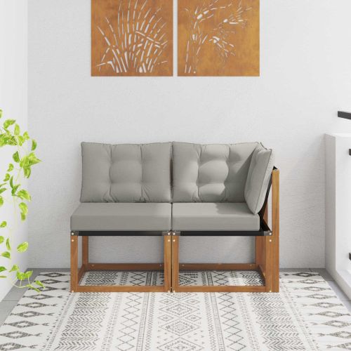 Външен среден и ъглов диван с възглавница 2 Брой Естествен