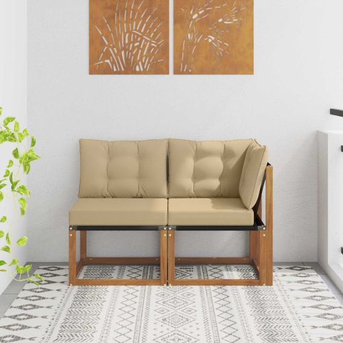 Външен среден и ъглов диван с възглавница 2 Брой Естествен