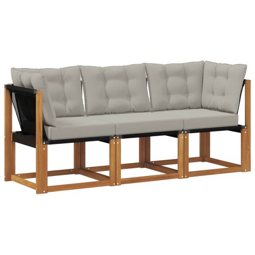 Външен среден и ъглов диван с възглавница 3 Брой Естествен