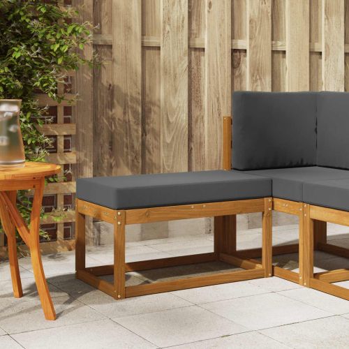 Външна табуретка с възглавница Естествен 79 x 43 x 37 см