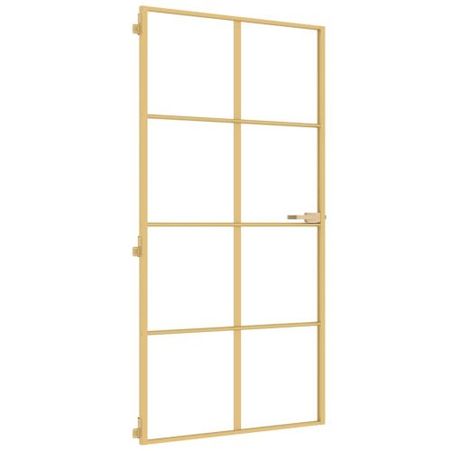 Интериорна врата злато 102,5x201,5 см закалено стъкло алуминий