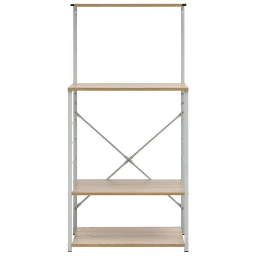 Шкаф за микровълнова бял и дъб 60x39,6x123 см инженерно дърво