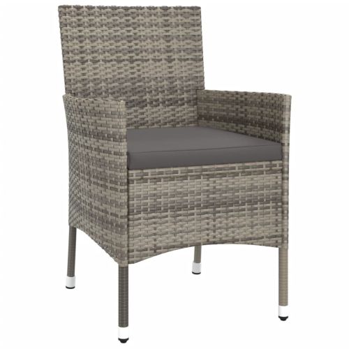 Градински бистро комплект с възглавници 5 части сив полиратан