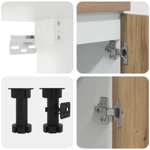 Комплект кухненски шкафове, 11 части, "Lyon", дъбов рафт, инженерна дървесина