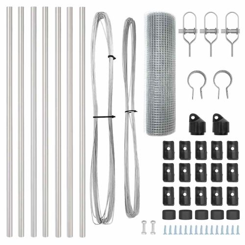 Стълб за ограда. Сребрист 10 x 0,5 м (19 x 19 мм мрежа) Стомана