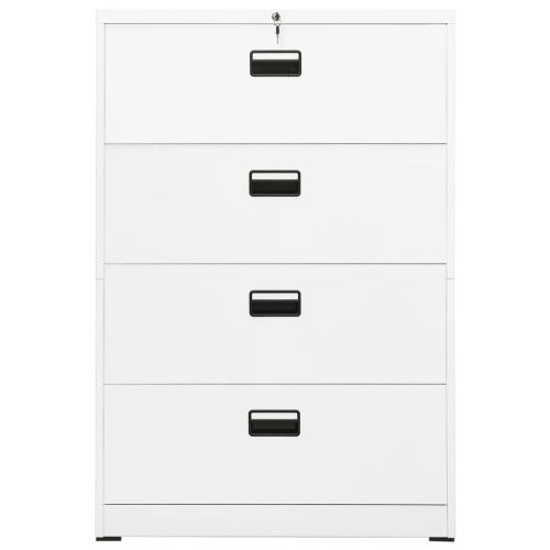 Шкаф за папки, бял, 90x46x134 cм, стомана