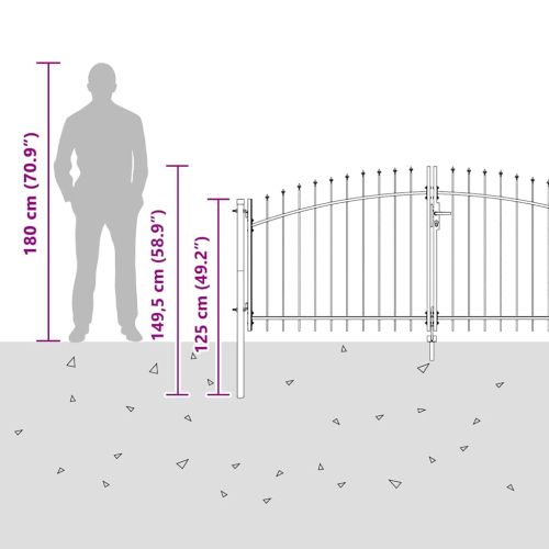 Двойна порта с заключване Сив 299,5 x 149,5 см Стомана