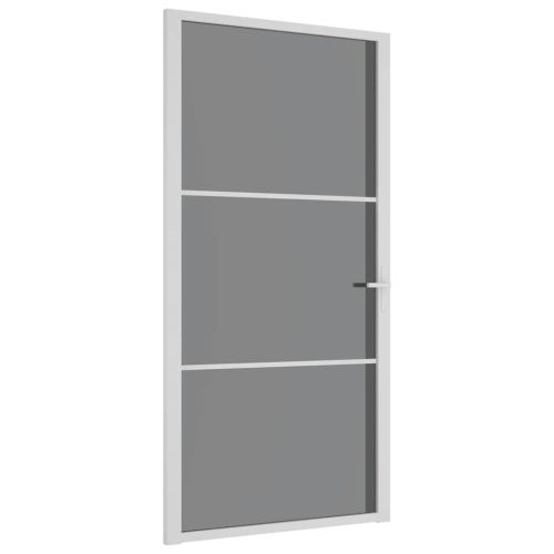 Интериорна врата, 102,5x201,5 см, бяла, ESG стъкло и алуминий