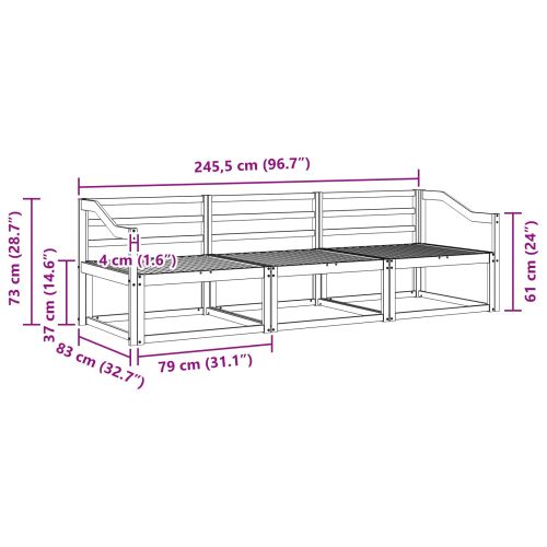 Комплект дивани за открито 3 pcs Естествен