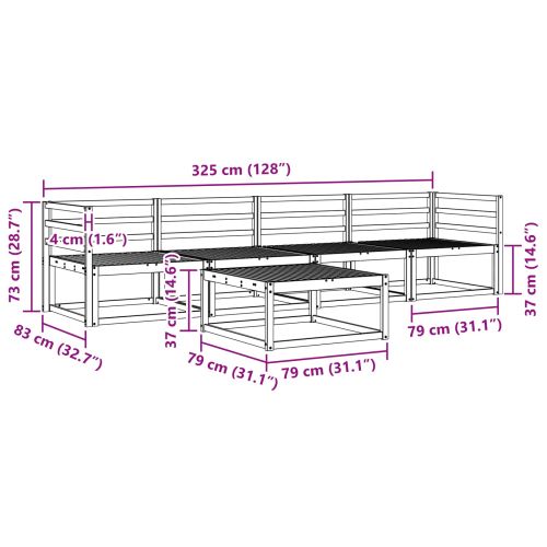Комплект дивани за открито 5 pcs Естествен