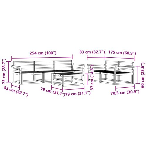 Комплект дивани за открито 6 pcs Естествен